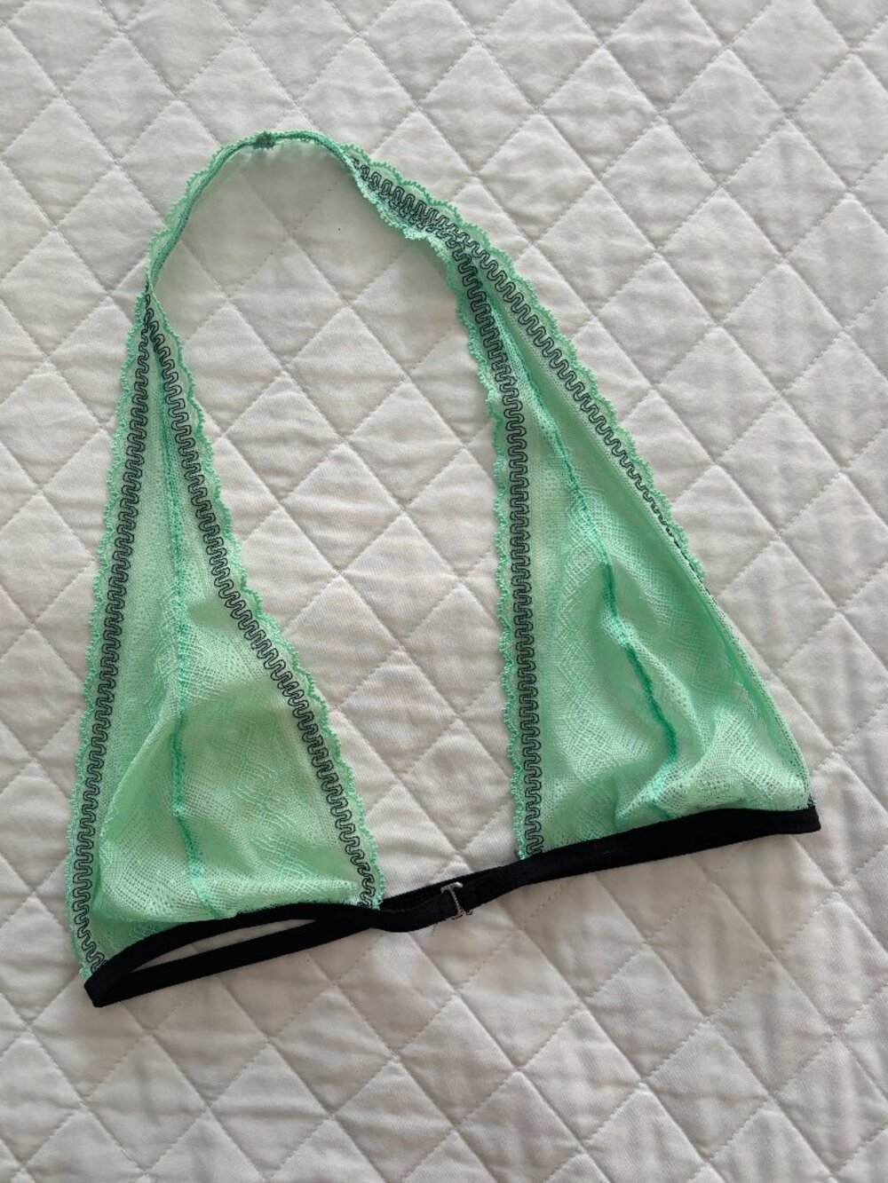 Wicked Weasel Light Green Lace Halter Bralette - Large - NWOT